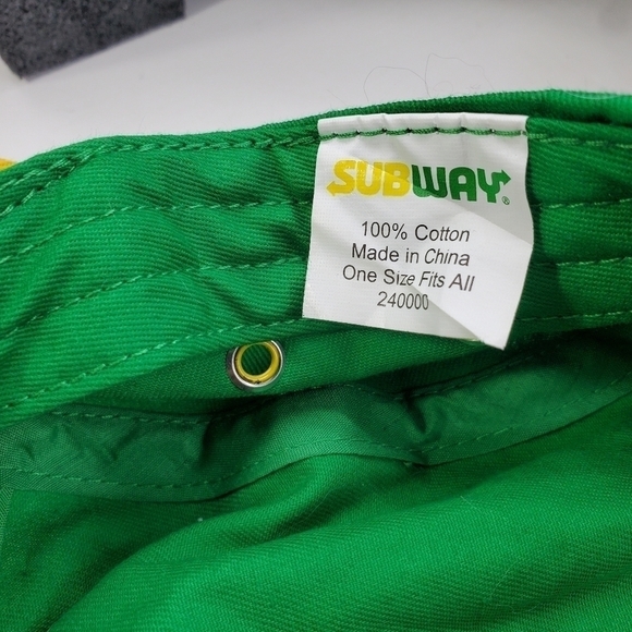 Subway Work Employee Staff Snap Back Hat  Green Yellow - Picture 9 of 9